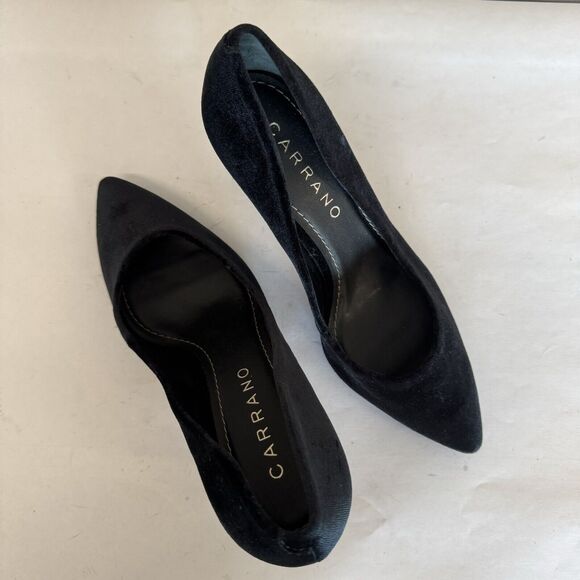 Carrano Rafaella Black Velvet Pointed Toe Classic Heels Pumps Women 8 Brazil - Picture 11 of 14